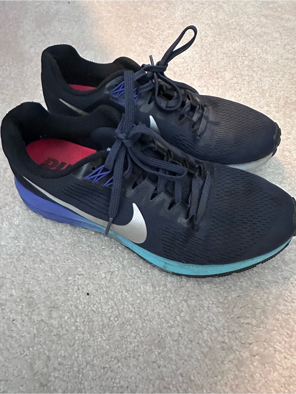 Nike Black Running Shoes with Blue and Purple Accents